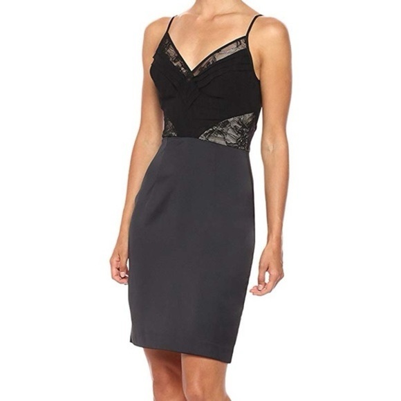 New BCBGeneration Slip Dress Women’s Size 8 Black Lace Satin - Picture 1 of 7